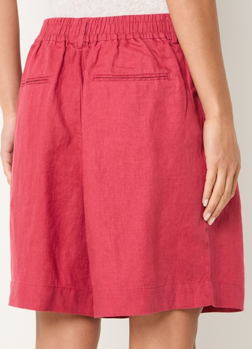 Benetton Bermuda high waist loose fit korte broek van linnen - achterkant 2 rood-0e2