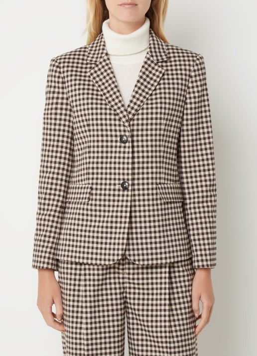 Benetton Blazer met klepzakken en ruitdessin - detail 3 donkerbruin