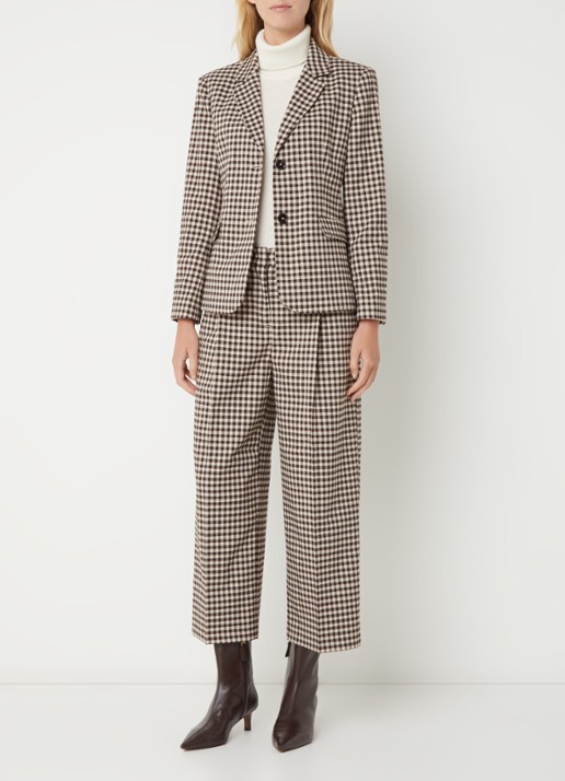 Benetton Blazer met klepzakken en ruitdessin - voorkant 2 donkerbruin