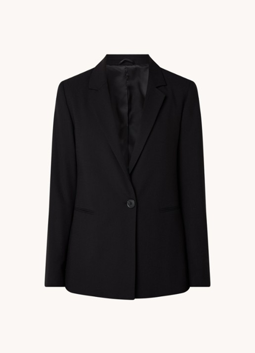 Benetton Blazer met paspelzakken en schoudervulling - voorkant 2 zwart