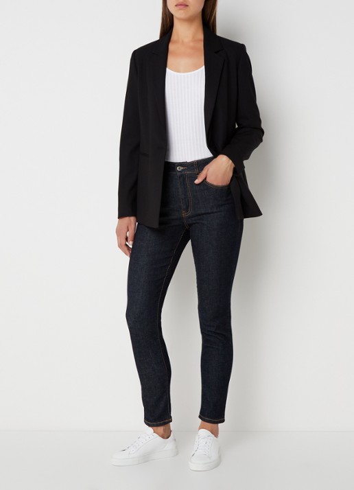 Benetton Blazer met paspelzakken en schoudervulling - voorkant 3 zwart