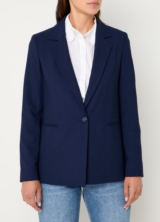Benetton Blazer met paspelzakken en schoudervulling - detail 2 donkerblauw