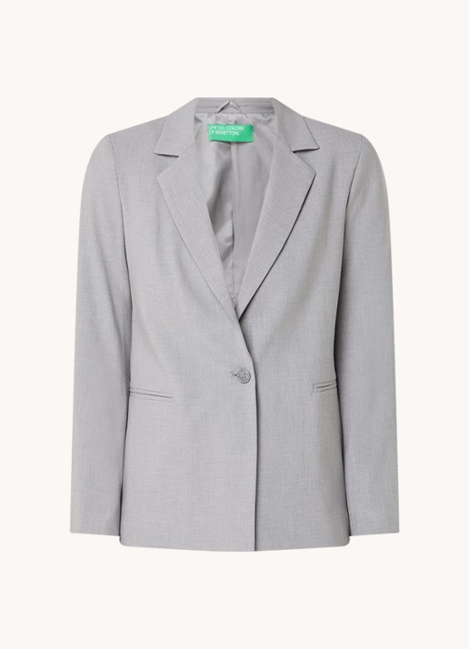 Benetton Blazer met paspelzakken en schoudervulling - voorkant grijs