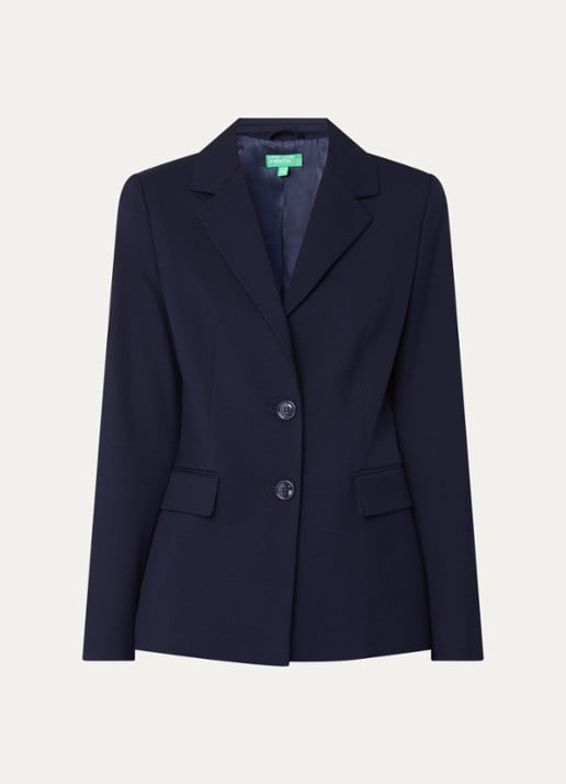 Benetton Blazer met schoudervulling en klepzakken - voorkant 3 donkerblauw