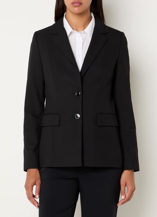 Benetton Blazer met schoudervulling en klepzakken - detail zwart