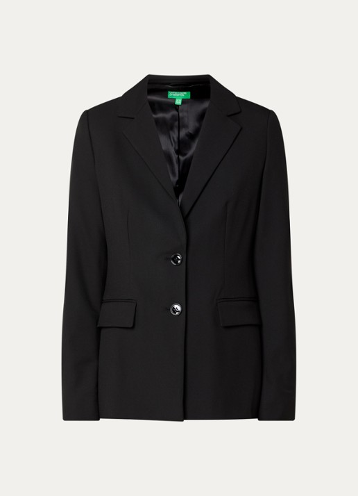 Benetton Blazer met schoudervulling en klepzakken - voorkant 2 zwart