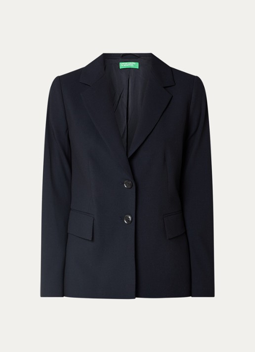 Benetton Blazer met schoudervulling en steekzakken - voorkant blauw