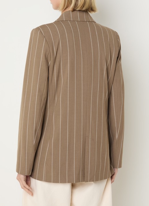 Benetton Blazer met streepprint en klepzakken - achterkant camel