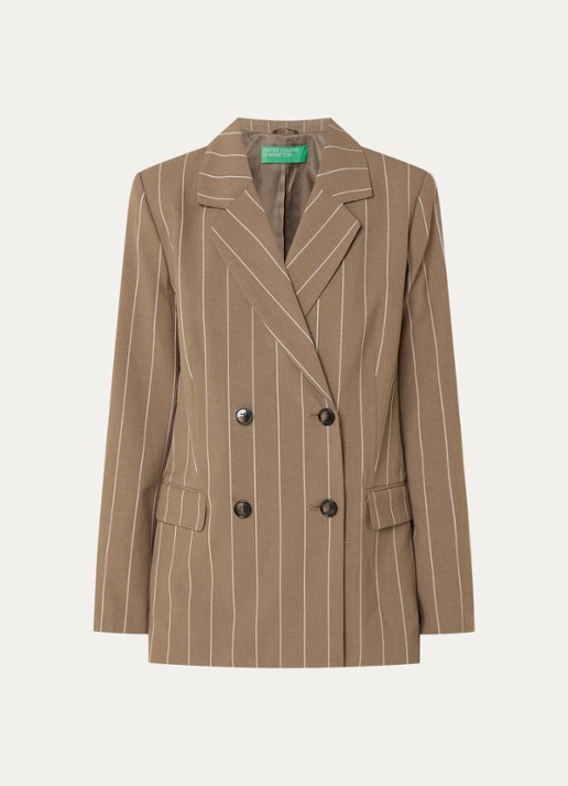Benetton Blazer met streepprint en klepzakken - voorkant 3 camel