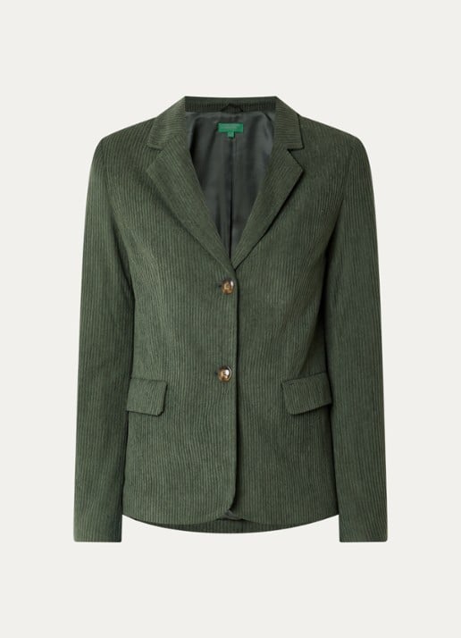 Benetton Blazer met structuur en klepzakken - voorkant 3 legergroen