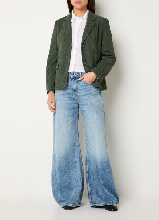 Benetton Blazer met structuur en klepzakken - voorkant 4 legergroen