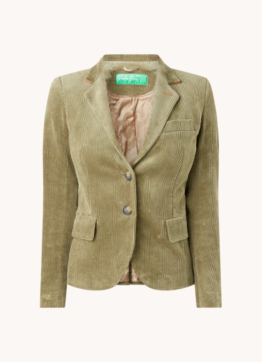 Benetton Blazer van corduroy - voorkant 3 mosgroen