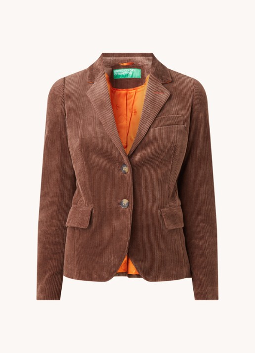 Benetton Blazer van corduroy - voorkant 2 bruin