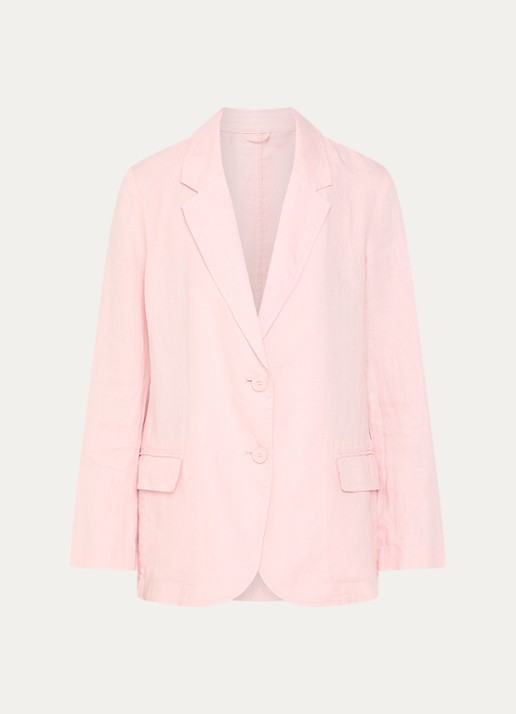 Benetton Blazer van linnen met klepzakken - voorkant 3 roze
