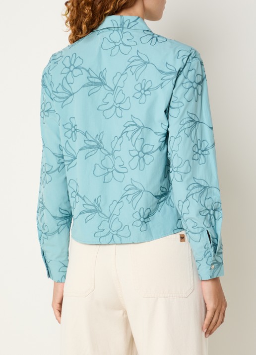 Benetton Blouse met broderie en kraag - achterkant 2 zeegroen