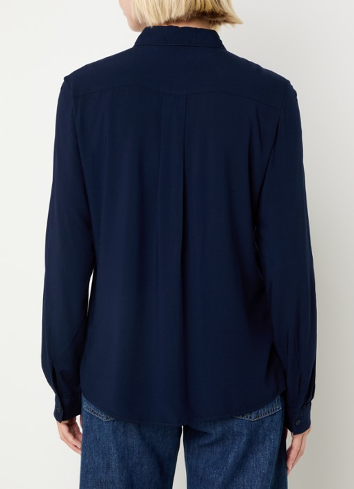 Benetton Blouse met kraag  - achterkant 3 donkerblauw