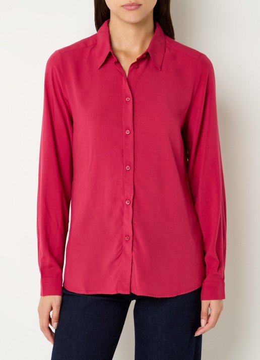 Benetton Blouse met kraag  - detail donkerroze