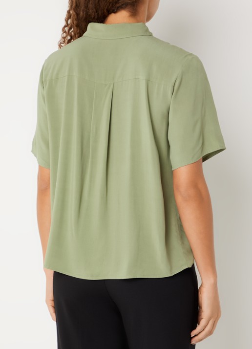Benetton Blouse met kraag - achterkant 4 olijfgroen