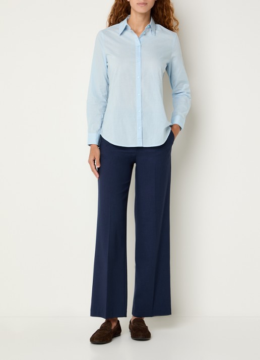 Benetton Blouse met kraag - voorkant 2 blauwgrijs