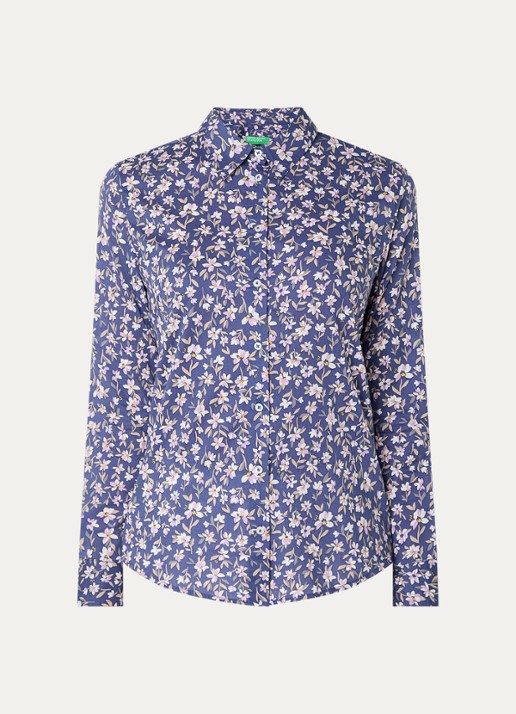 Benetton Blouse met print - voorkant 3 kobaltblauw