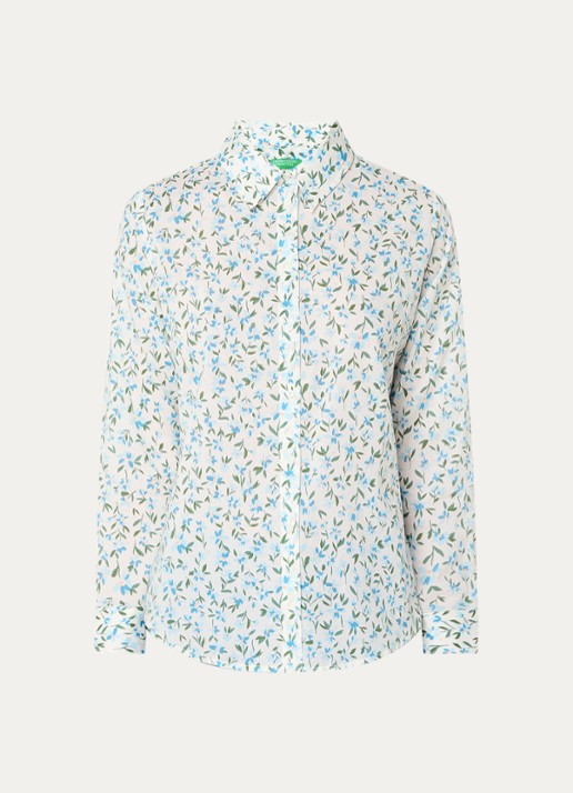 Benetton Blouse met print - voorkant beige