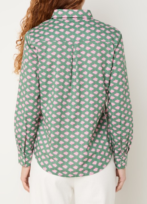 Benetton Blouse met print - achterkant olijfgroen