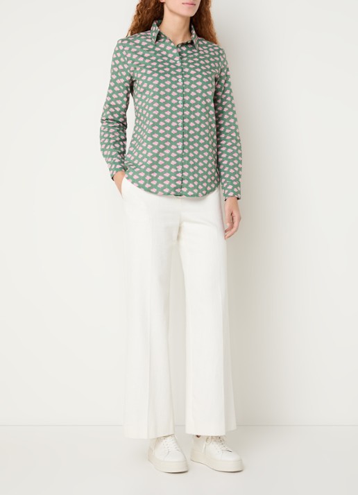 Benetton Blouse met print - voorkant 3 olijfgroen