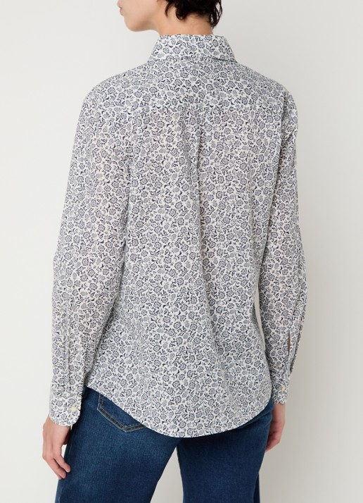 Benetton Blouse met print - achterkant royalblauw