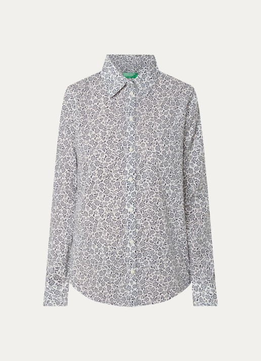 Benetton Blouse met print - voorkant 2 royalblauw