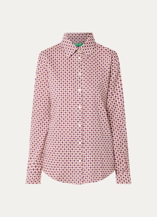 Benetton Blouse met print - voorkant 2 paars