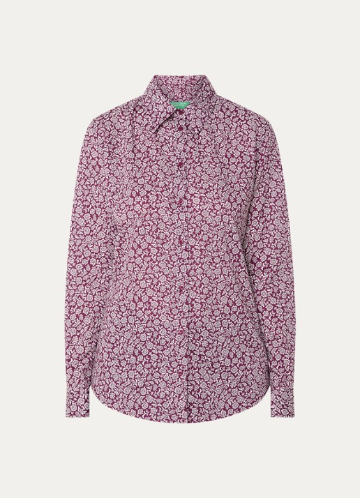 Benetton Blouse met print - voorkant 2 bordeauxrood