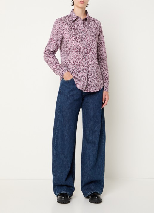 Benetton Blouse met print - voorkant 3 bordeauxrood