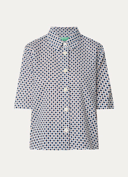 Benetton Blouse met print - voorkant wit