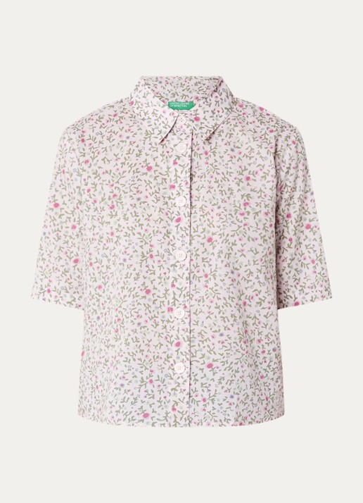 Benetton Blouse met print - voorkant lichtroze