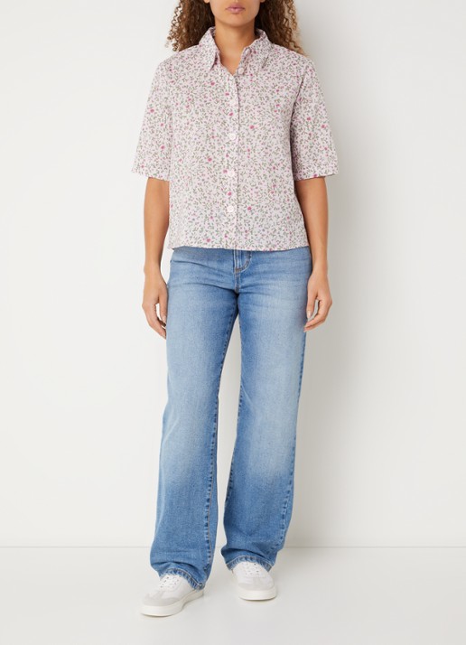 Benetton Blouse met print - voorkant 2 lichtroze