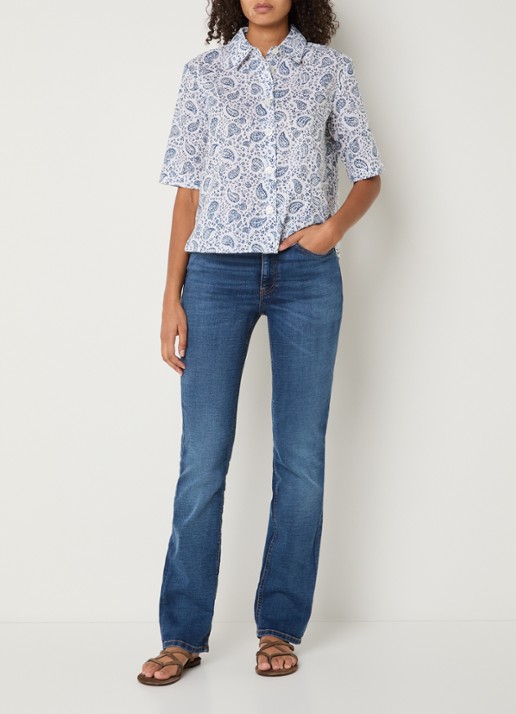 Benetton Blouse met print - voorkant 4 indigo