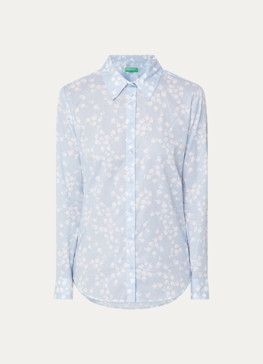 Benetton Blouse met print - voorkant lichtblauw