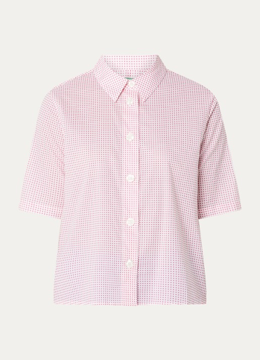 Benetton Blouse met print - voorkant 2 fuchsia