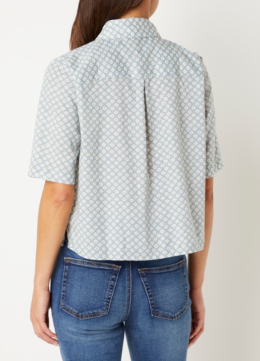 Benetton Blouse met print - achterkant 4 lichtblauw