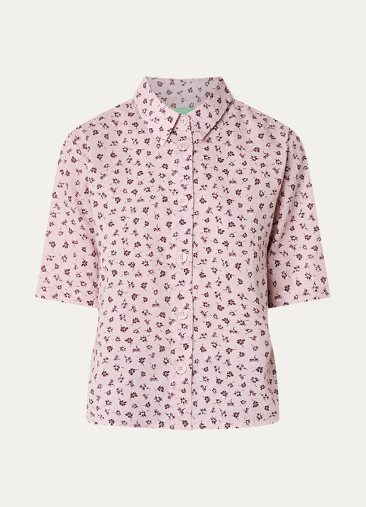 Benetton Blouse met print - voorkant oudroze