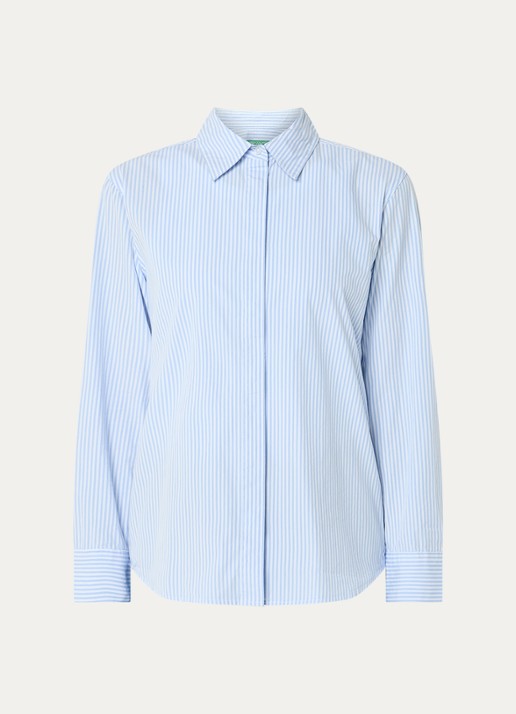 Benetton Blouse met streepprint - voorkant 2 lichtblauw