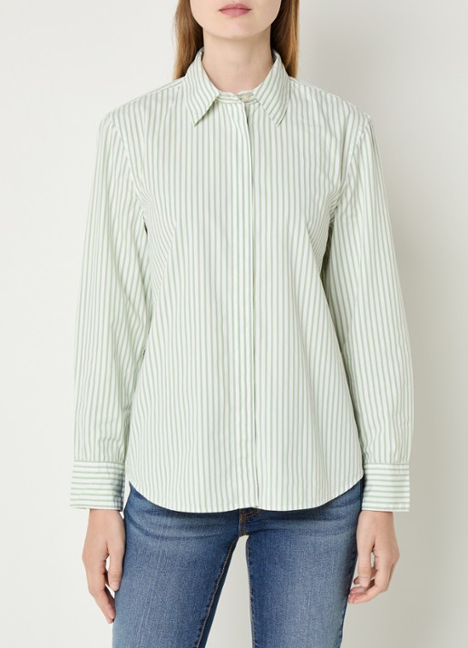 Benetton Blouse met streepprint - detail 3 lichtgroen