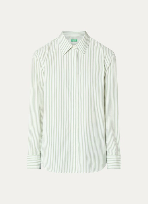 Benetton Blouse met streepprint - voorkant lichtgroen