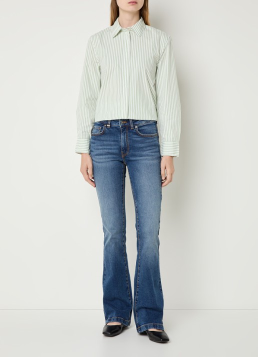 Benetton Blouse met streepprint - voorkant 2 lichtgroen