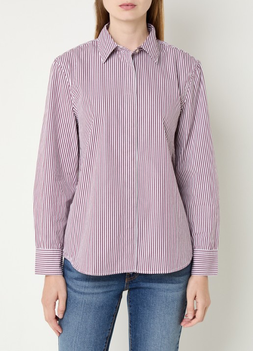 Benetton Blouse met streepprint - detail bordeauxrood