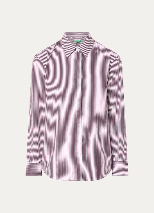 Benetton Blouse met streepprint - voorkant 3 bordeauxrood