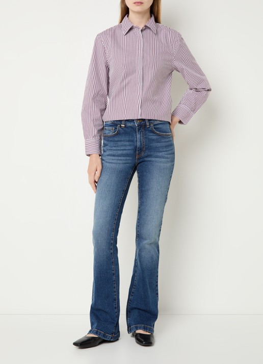 Benetton Blouse met streepprint - voorkant 4 bordeauxrood