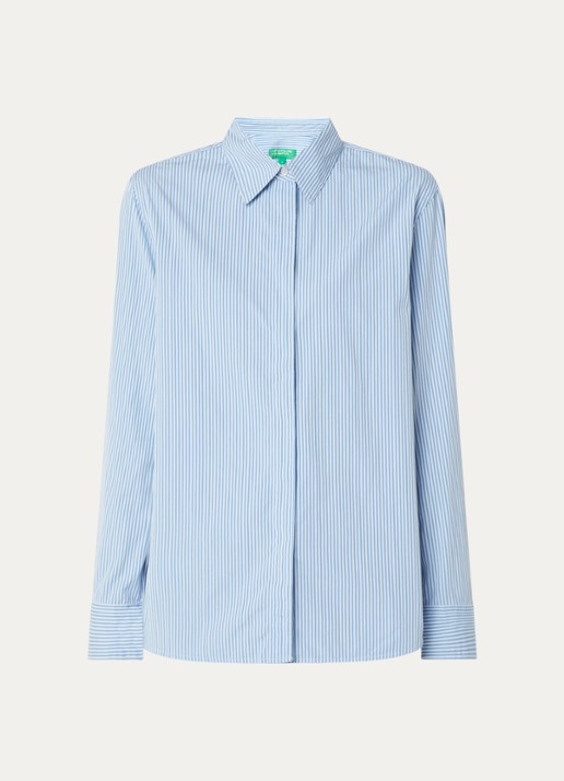 Benetton Blouse met streepprint - voorkant 3 donkerblauw