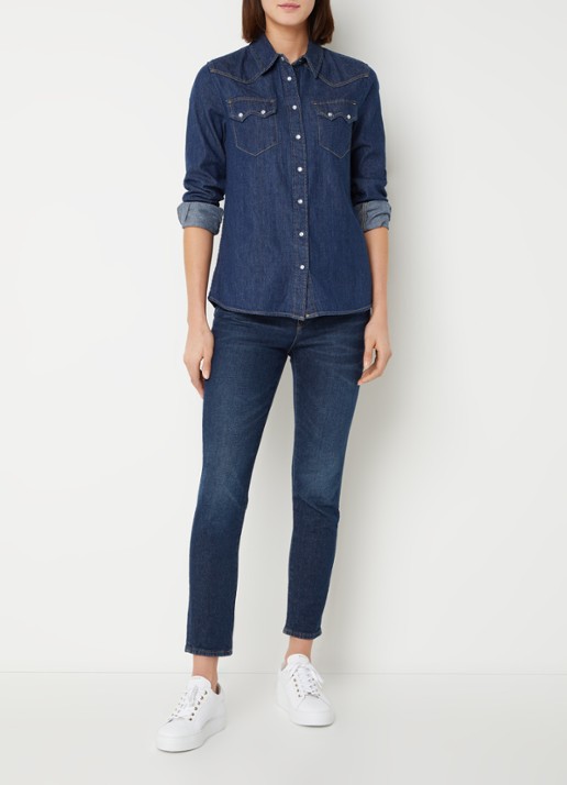 Benetton Blouse van chambray met borstzakken
