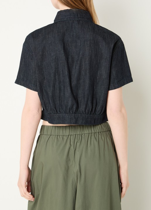 Benetton Blouse van denim met borstzak - achterkant 3 indigo